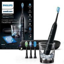 필립스 소닉케어 다이아몬드클린 스마트 9500 충전식 전동 칫솔 블랙 HX9924/11, Black