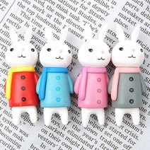 더리얼스 목도리 미니 토끼 인형 미니어처 5cm - 4색 세트 디오라마 재료 테라리움 피규어 미니어쳐