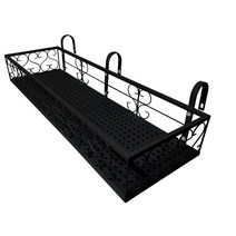 MK 베란다 화분걸이대 고층 난간용 (직각 80 X 25cm) 난간고리 3P, 블랙