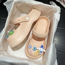 YAPOGI 프렌치 소프트 풍동굴 슈즈 여여름해변 캐릭터 DIY 옥계개 소프트백 샌들 세미드레스 비치 여성 슬립온