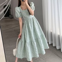 롱 원피스 맥시 여성 파티 드레스 여행 빈티지 스퀘어 넥 퍼프 슬리브 을위한 우아한