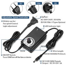컨트롤러 포함 120mm 3000RPM 팬 냉각 12cm 12V 220V Btc 기계 섀시 워크 스테이션 캐비닛 라디터 서버 쿨링, Controller_EU Plug