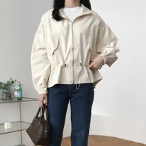 럭키제이 여성용 후드 셔링 간절기 점퍼