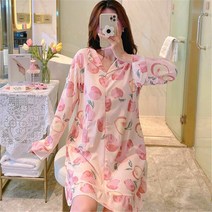 여름잠옷원피스 잠옷치마 여성 순면 코튼 가제 와 유니폼 가운 봄가을 얇은 찜질 복 목욕 4861418937