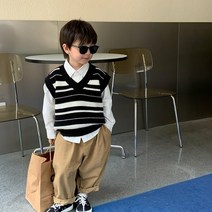 더쭈야 남아상하복 유아동 키즈 초등 형제룩 조끼 남방 베이지바지 등원복 유치원 데일리