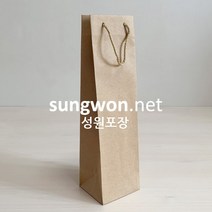 성원포장 명품 종이가방 크라프트 무지 종이쇼핑백, 1개, 와인1본입