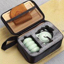 아트미니 휴대용 다기세트 다관 찻잔 이동식 여행용 다도세트, 단일사이즈, 2_옥색 다관1 찻잔2
