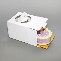미니케이크상자 화이트(합지 높이13cm 금색받침포함)