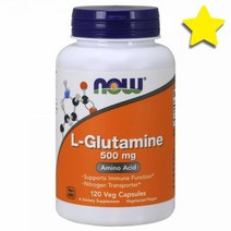 Now 식품 L 글루타민 엘 glutamine 500 mg 질소 운반기 아미노산 120 식물성 캡슐 화이트, 120카운트 (Pack of 2) 강철체력