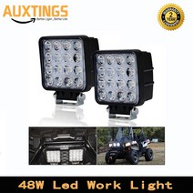 중장비 안전등 경고등 사고방지 사각형 LED 작업등 48W 4 인치 12V/24V/4WD 투광 조명 운전 램프 자, 02 Flood beam