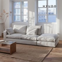 [40000원 즉시할인] 휴도 시월의 동백 구스 아쿠아 패브릭 소파 2인 3인 소파 푹신한 카우치 화이트 쇼파 (쿠션 증정), 3인 오픈형 소파 우형 (HH02102)