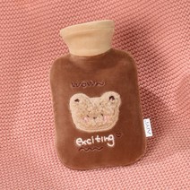 홈데코레 보온 물주머니 500ml 1000ml 2000ml 찜질팩 보온주머니 보온팩, 극세사 브라운 곰돌이, 1개