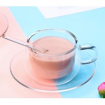 [(주)트리 인천가정지사]델루아 이중유리 찻잔세트 티스푼 받침, 색상:단일색상|사이즈:기본, 단품
