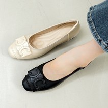 여성 C리본 로우힐 발편한 푹신한 쿠션 단화 구두 플랫 슈즈 신발 블랙 베이지 3cm