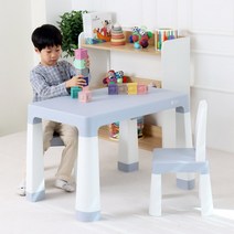헬로디노 아기 유아 책상 1p + 의자 1p 세트 높이조절 테이블, 스카이 그레이
