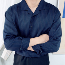 남자 오버핏 폴리 스판 구김적은 오픈카라셔츠 (2639)
