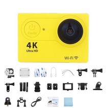액션 카메라 울트라 스포츠 방수 캠 오리지널 hd 4k30fps 야외 미니 와이파이 원격 제어 프로 모토 헬멧, 노랑, 32g 카드