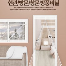 문틀바람막이 방풍 방한 창문 유리 현관 문 우풍 외풍 바람막이 커튼 비닐, 방풍비닐방문용 대형(100x210cm)