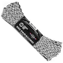 Atwood Rope MFG 550 파라코드 30.5m(100피트) 7가닥 코어 나일론 낙하산 코드 외부 생존 장비 미국산 | 랜야드 팔찌 핸들 랩 키체인 (감염), Snow Camo