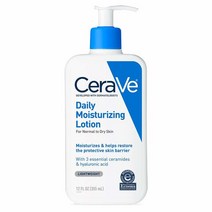 CeraVe 건성 피부용 데일리 모이스처라이징 로션 | 히알루론산 및 세라마이드가 함유된 바디 페이셜 모이스처라이저 포장은 다를 수 있음 355ml(12액량 온스)137482, Fragrance Free, 1개