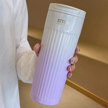 500ml 휴대용 패션 스테인레스 스틸 304 커피 머그잔 색상 변경 디자인 자동차 보온병 머그잔 여행 열 컵 선물, 500 미리리터+보라색