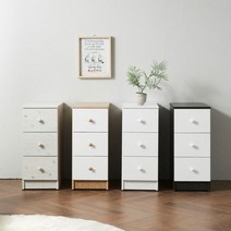 [인터데코] 3단서랍장 미니서랍장 책상밑서랍장 P0000GAF, 오크