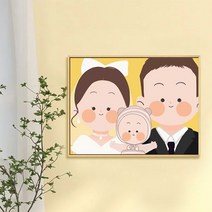 보석십자수 가족사진 DIY 다이아몬드 그림 세트 보석비즈십자수 거실 장식 집중력향상 비즈 수제공예 DIY키트 사무실 집들이 개업선물 인테리어 소품, YF209, 60*80cm