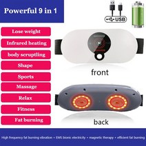 뱃살 마사지기 게으른 체중 감소 바디 전기 마사지 배꼽 슬리밍 진동기 지방 연소 제품 복부 감속기 안티 셀룰 라이트 리무버, 9 in 1 충전식