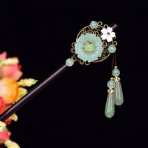 중국 민족 고대 머리핀 모자를 쓰고 있죠 Hanfu 술 공주 단계 흔들어 특성 나무 컬러 유약, 04 04 Light Green