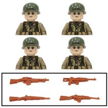 WW2 밀리터리 미국 101 공수 부대 빌딩블록 해군 특수 부대 군인 피규어 무기 헬멧 브릭 장난감, MJ17-4PCS