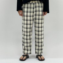 무디 체크 와이드 밴딩 팬츠