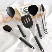 조리도구 뒤집게 5p 키친툴 집게 국자 실리콘 세트, 단일, 단일