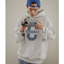 [커버낫 본사]빅 컬리지 C 로고 후디 헤더 그레이