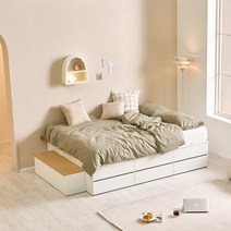 퍼니츠 클리시 무헤드 높은 벙커 수납 퀸 침대 6칸 서랍형 평상형 침대프레임 Q, 클리시 벙커수납 Q침대_매트리스 제외+1칸수납계단