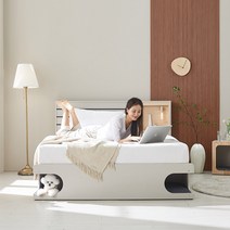 베디스 샐리 편백나무 수납형 침대프레임 SS / Q / K 슈퍼싱글 / 퀸 킹 펫가구 펫인테리어 침대프레임, 좌형 (바라 보았을때), 큐브 베드벤치