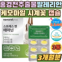 L테아닌 홍경천추출물 발레리안 케모마일 시계꽃 알약 엘 테아닌 스트레스 완화 비타민 B6 C 판토텐산 케어 태안인 테아닌250 L-THEANINE 아연 면역 스트레스해소 마그네슘
