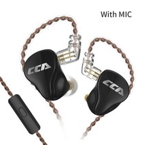 CCA CA16 7BA 1DD 하이브리드 이어폰 HIFI BASS 이어 버드 모니터 게임용 헤드셋 소음 차단 이어폰 C12 V90 ZSX BA5 VX, Black with mic