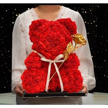 24K 금장미 곰돌이 꽃 플라워박스 기념일 꽃배달 여자친구선물 결혼기념일선물 프로포즈 생일선물 세트