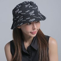 제이투제이 여성골프모자 레터링 리버시블 버킷햇 국내생산, 블랙