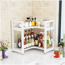 주방 양념통 선반 욕실 부엌 코너 수납장, 화이트 2단