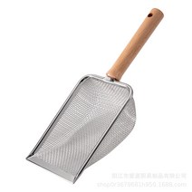 공장은 여러 가지 규격의 나무 손잡이 스테인리스강 고양이 모래 삽 루틴 닭 삽 기총 모래 삽을 도매한다., 흰색, 그물구멍 2X2mm