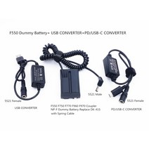 USB 케이블 USB-C PD 컨버터 NP-F 더미 배터리 스프링 DK-415 소니 HXR-NX5 HXR-NX100 PXW-Z150 NEX-FS100 AC-VL1 5V, [01] USB PD Coupler