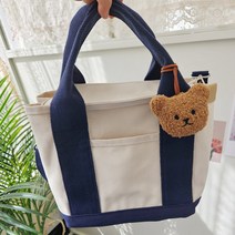 미니 캔버스 기저귀 가방 가벼운 아기 기저귀가방, 아이보리&네이비