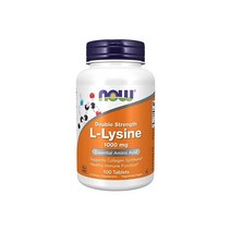 NOW 보충제 L-라이신(L라이신 하이드로클로라이드) 1 000mg 이중 강도 아미노산 100정, 100 Tablets