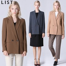 [리스트(LIST)] 피크드 라펠 더블 버튼 재킷 (택가격 298000원)