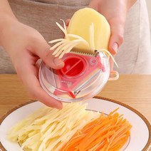 돌돌이채칼 파채기계 무 김장 채칼 야채 슬라이서 3in 1 매직 트리오 필러 세트 슬라이서 스테인레스 스틸, 02 blue