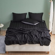 이불 더크린 샤이니 풍기인견 홑이불베개세트 SS블랙 _ 230207EA