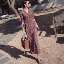 여자 원피스 롱 자수 레이스 쉬폰 랩 봄/ 프린트 넥 PG V 뉴 드레스 DVF 하이
