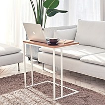 사이드테이블 이동식 사이드 베드 틈새 ㄷ자 폭좁은 침대용책상 미니소파테이블, 크림