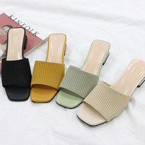 힐슈빌 여성용 4cm 니트 여름 블로퍼 슬리퍼 큐링